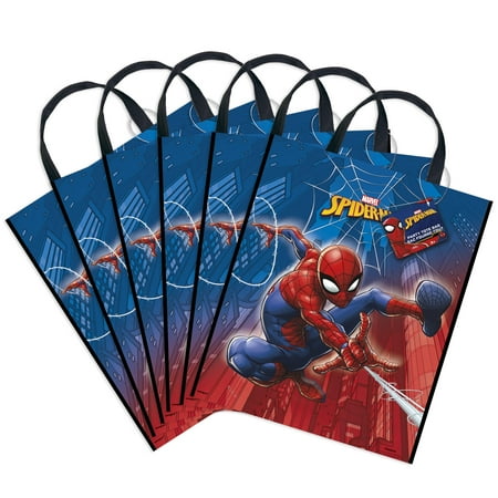 Large Plastic Spiderman Goodie Bags, 6ct