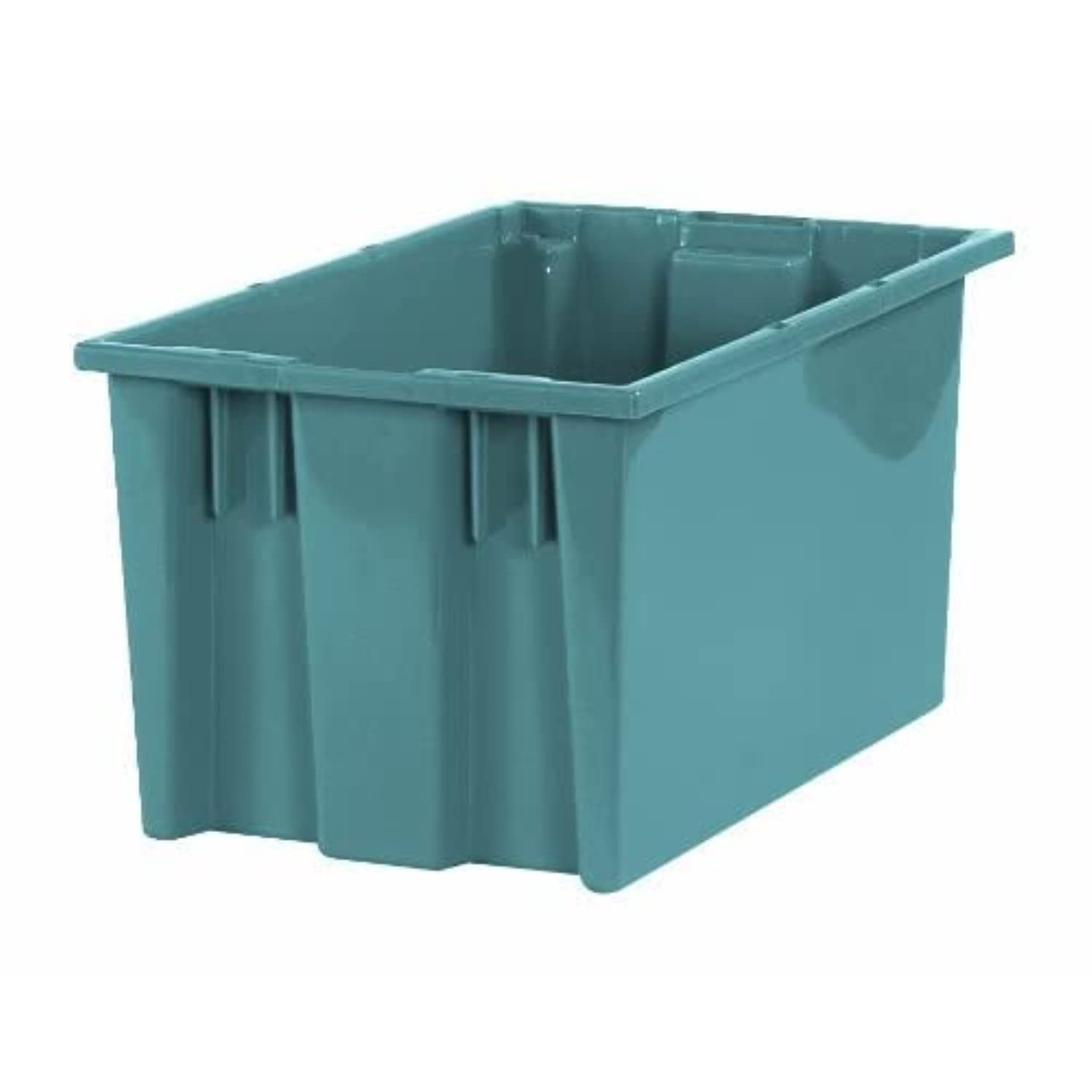 Large Plastic Stack and Nest Storage Containers, 16 x 10 x 87/8 Inches, Gray, for Organizing