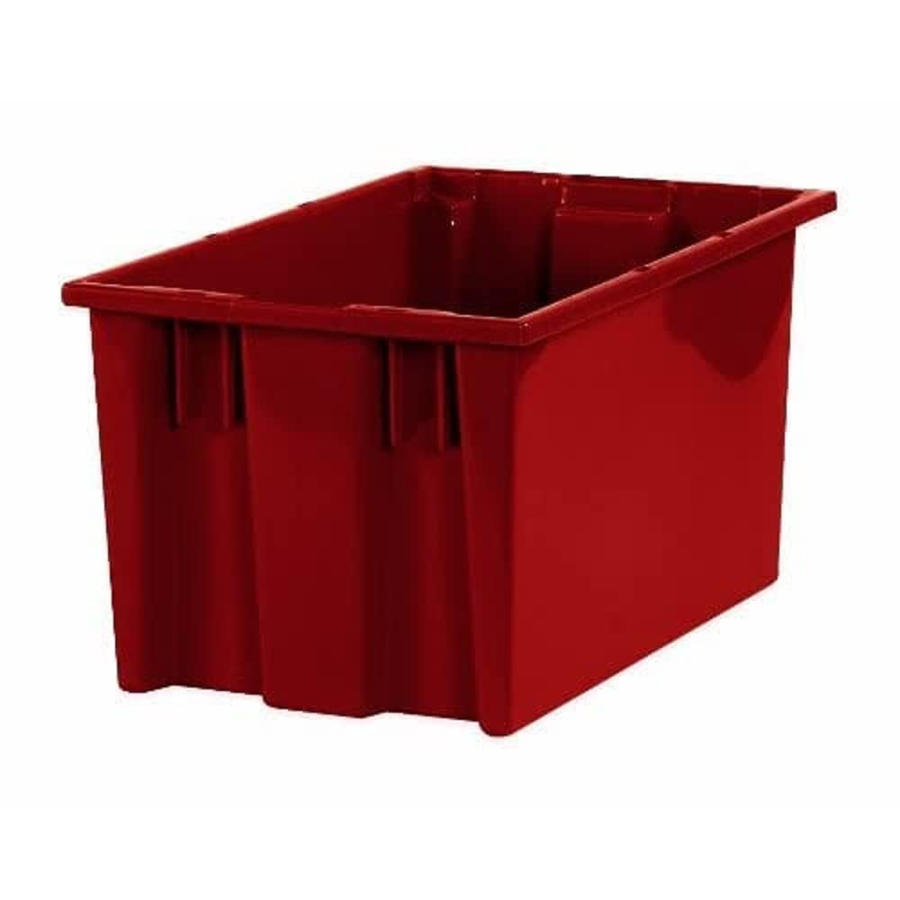 Large Plastic Stack and Nest Storage Containers, 16 x 10 x 87/8 Inches, Red, for Organizing
