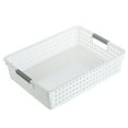 thumbnail image 1 of Large Plastic Storage Basket, Low Profile Desktop Organizer, Lightweight Laundry Basket with Handle, Multi-use Bin for Home Dorm Toy Sundry Storage, 1 of 6