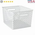 thumbnail image 1 of Large Plastic Storage Basket W/ Handles Home Organization & Easy Transport New, 1 of 6