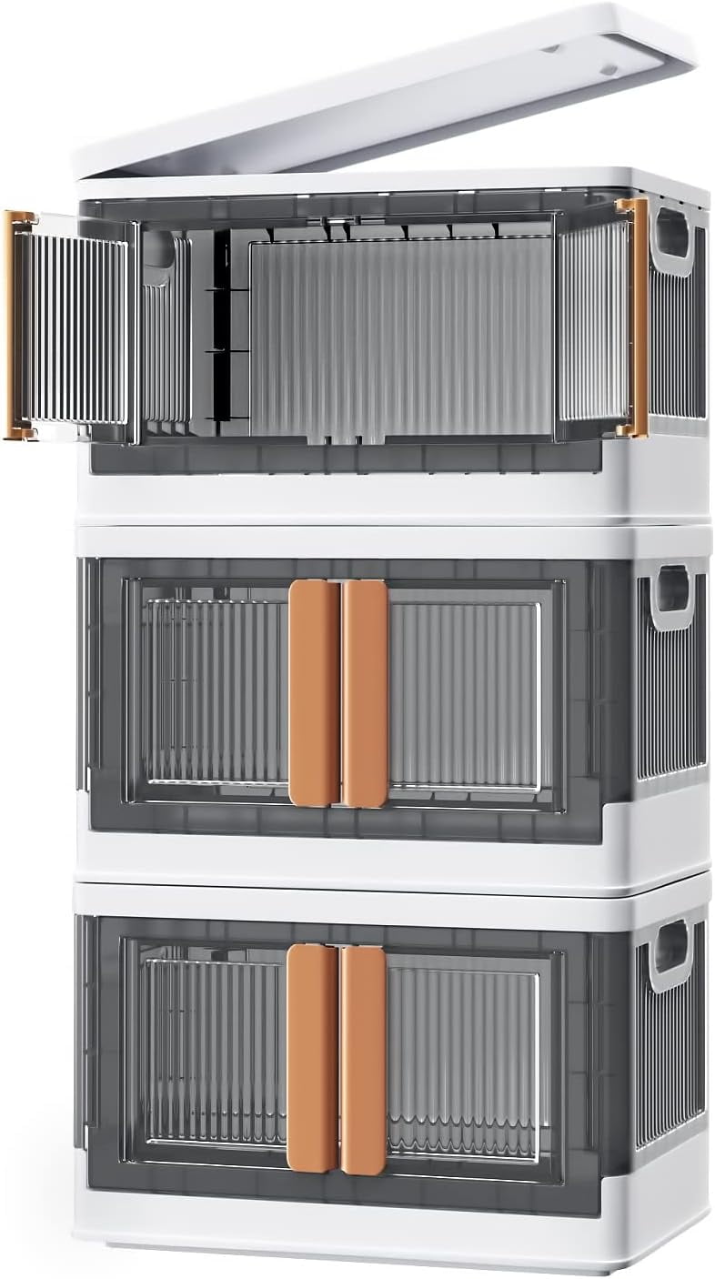 Large Plastic Storage Bins with Lids (3 Packs), 76Qt Clothes Cube