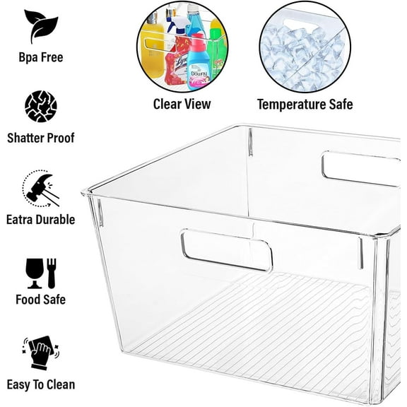 Large  Plastic Storage Bins for Kitchen, Pantry, Laundry &