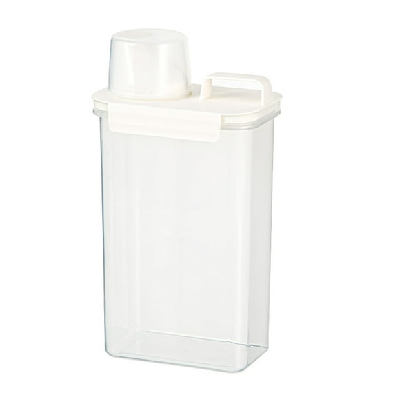 Large Plastic Transparent Sealed Storage Container, White, for Rice Grains Cereals Pasta, Kitchen Pantry Organization with Airtight Lid and Pour Spout (2 Pcs)