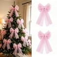 thumbnail image 1 of Large Pleated Gauze Bows, 16X9 "Mesh Bow Christmas Decorations for Xmas Tree Boho Wedding, Bridal Shower, Birthday Backdrop, 1 of 8