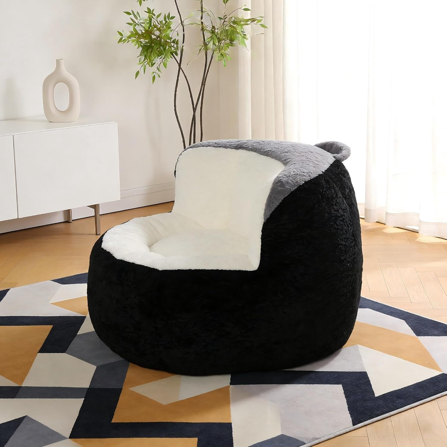 Large Plush Bean Bag Chair, High‑Density Memory Foam Bean Bag Sofa with Non‑Slip Bottom for Adults Kids Teens