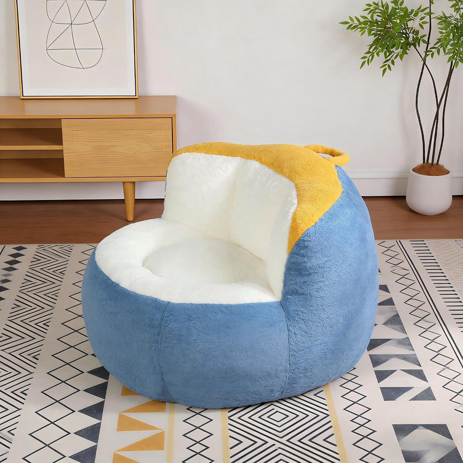 Large Plush Bean Bag Chair, High‑Density Memory Foam Bean Bag Sofa with Non‑Slip Bottom for Adults Kids Teens