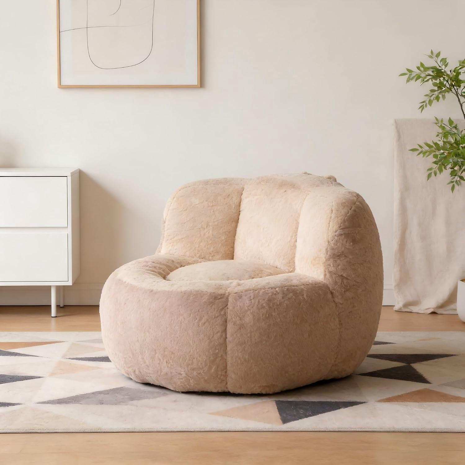 Large Plush Bean Bag Chair, High‑Density Memory Foam Bean Bag Sofa with Non‑Slip Bottom for Adults Kids Teens