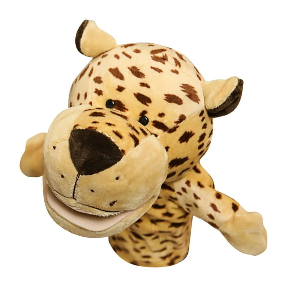 Large Plush Glove Hand Puppet Toys, Realistic Animals Design, Interactive Storytelling Early Education Supplies(Leopard D)