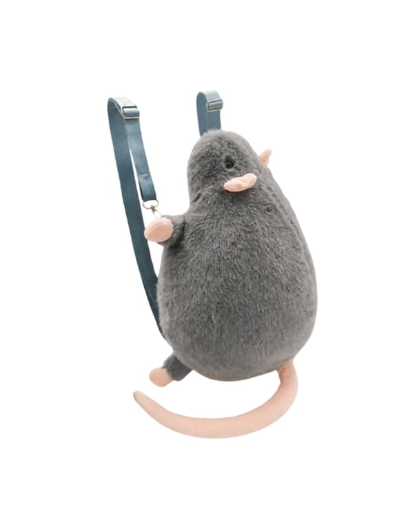 Large Plush Rat Backpack with Tail, Funky Animal Daypack with Lifelike Design Long Soft Tail Plush Texture, Adorable rat Design, Eye-Catching Playful Bag for Daily Outdoor Use