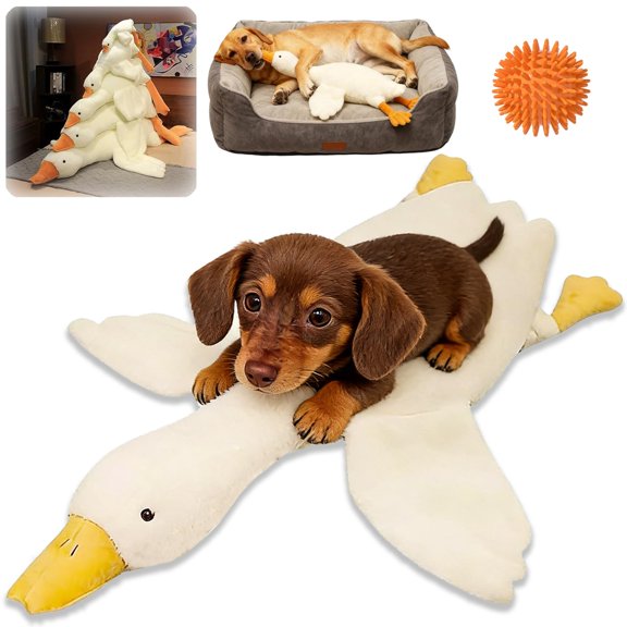 Large Plush White Duck Dog Toy, 2026 New Realistic Goose Dog Toy, Durable Soft Stuffed Duck Chew Toy for Medium & Large Dogs, Giant Plush Dog Toy for Chewing, Fetch, Training & Indoor Play(90cm/35in)