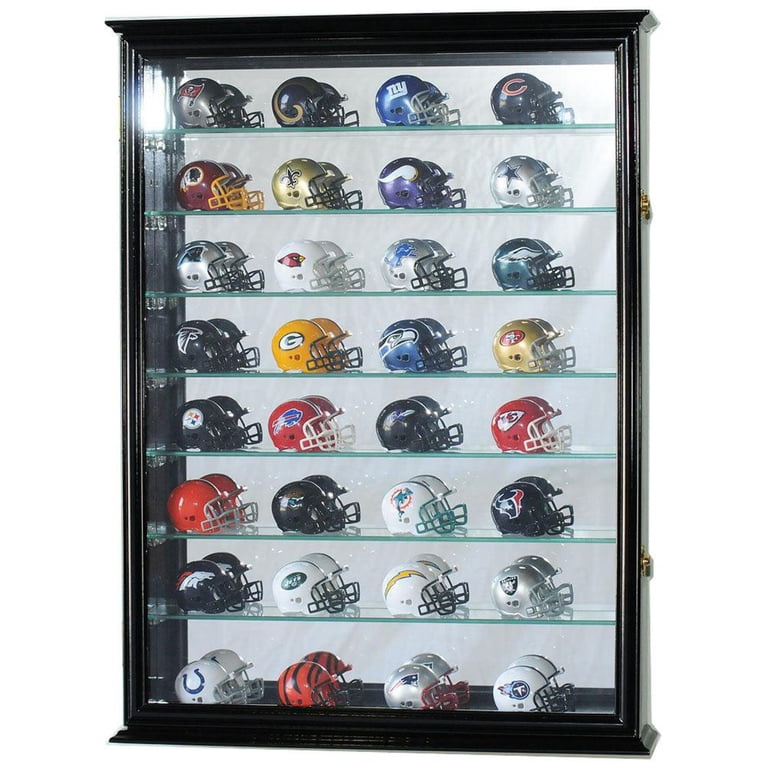 football helmet cabinet DisplayGifts Freestand Display Case Holders Rack Pocket Pro Gumball Mini Helmets No Door No Cover : Sports & Outdoors brass hinges Display Cabinet for Nfl Helmets