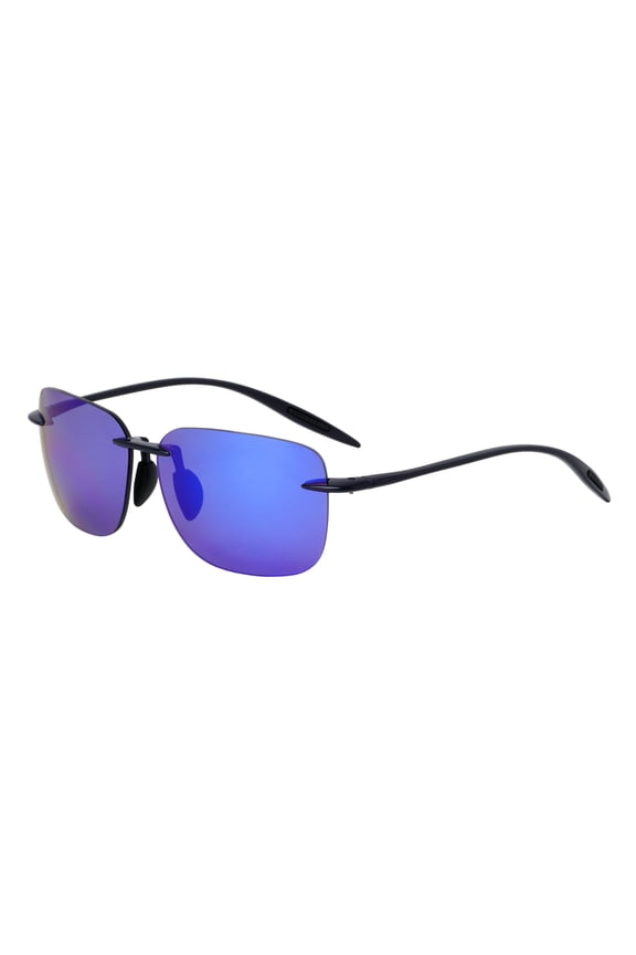Large Polarized 150mm Wide Fitment Rimless Rectangle Sunglasses Men Ultralight TR90 Flex UV400 Mirror