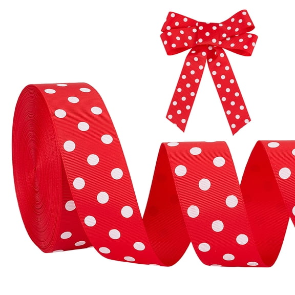 Large Polka Dot Polyester Ribbon for Gift Packing Red 1-1/2 inch(38mm) 30.00 Yards(27.43m)/Roll