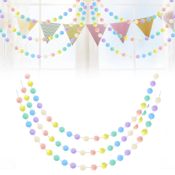Large Pompom Garland 8.2 Ft, Nursery Classroom Pompom Garlands for Easter Bedroom Decor