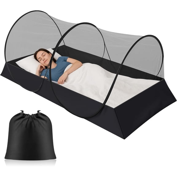 Large Pop up Mosquito Net for Camping Portable Foldable Mosquito Tent Bug Net Bed Travel Patio Outdoor 78 x 39 x 28 Inch Bug Netting Mesh Tent Canopy for Adults Baby Bedroom, Black