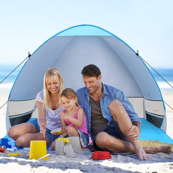 Large Beach Tent for 3-4 People, UPF 50+ Shelter with Ventilation and Windproof Design