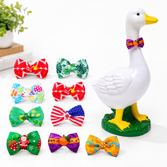 Large Porch Goose Garden Statue with 8 Bow Ties, Lawn Sculpture for Indoor Outdoor Yard Decor