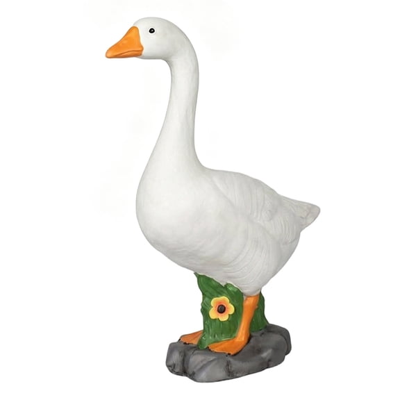 Porch Gooses Statue Resin Hollow Plastic Garden Gooses withStones Base with Sand-Fillable Designs (12 inches)