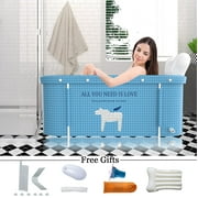 Large Portable Bathtub Portable Ice Bathtub Hot Bathtub Eco-Friendly Bathtub Adults with Accessories Kit,Thickening with Thermal Foam to Keep Temperature,No Cover