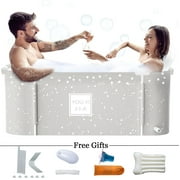 Large Portable Bathtub Portable Ice Bathtub Hot Bathtub Eco-Friendly Bathtub Adults with Accessories Kit,Thickening with Thermal Foam to Keep Temperature,No Cover