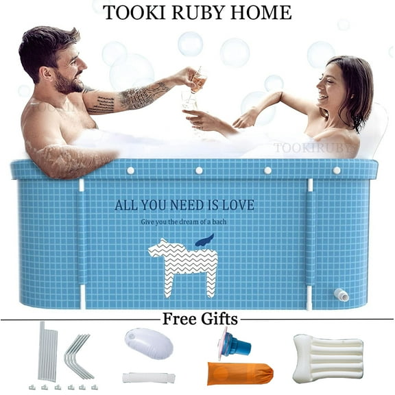 ALORHARDRO Large Portable Bathtub Portable Ice Bathtub Hot Bathtub Eco-Friendly Bathtub Adults with Accessories Kit,Thickening with Thermal Foam to Keep Temperature, No Cover