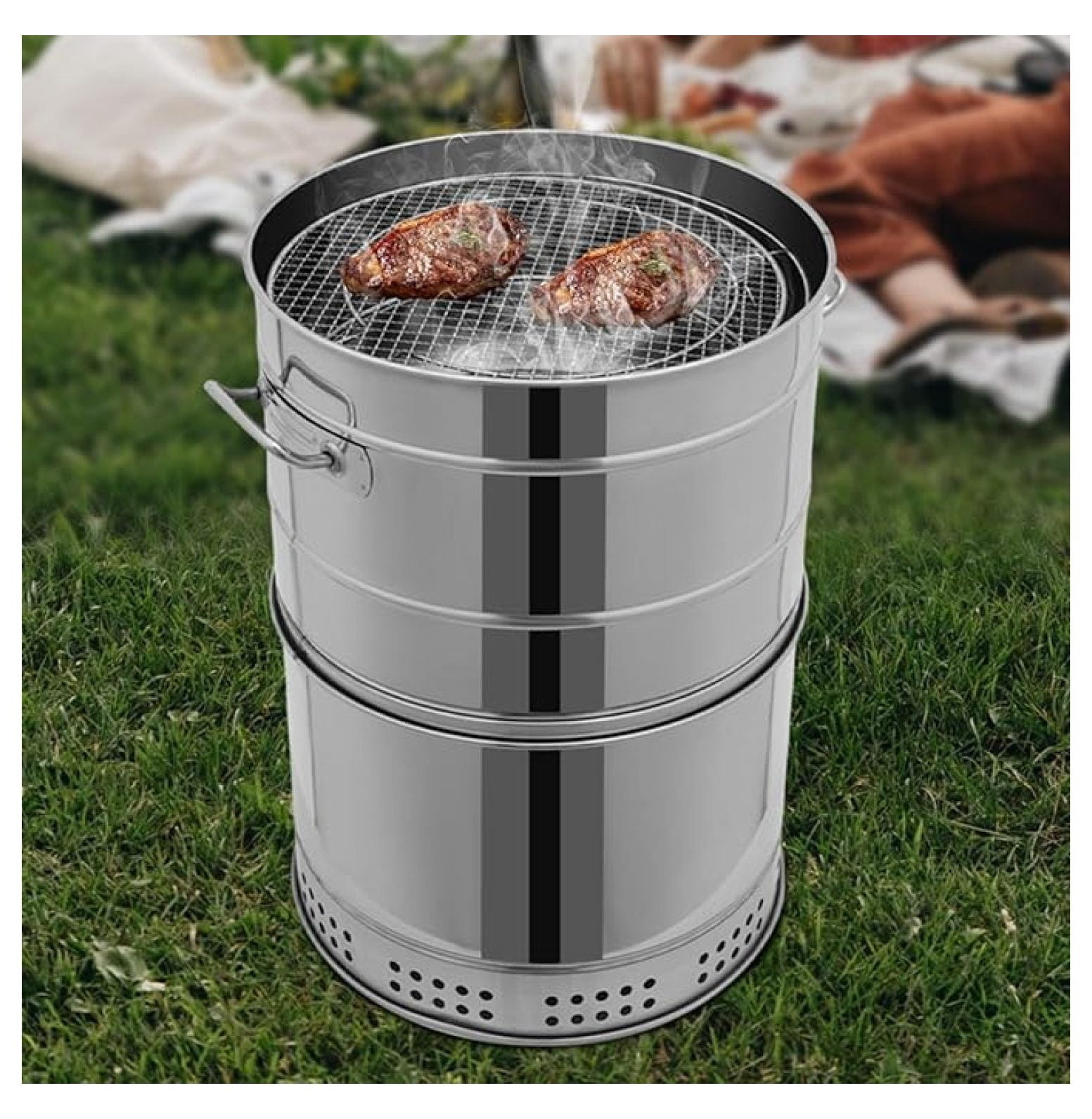 Large Portable Charcoal Grills, Barril Para Asar Carne with 360°Cooking ...