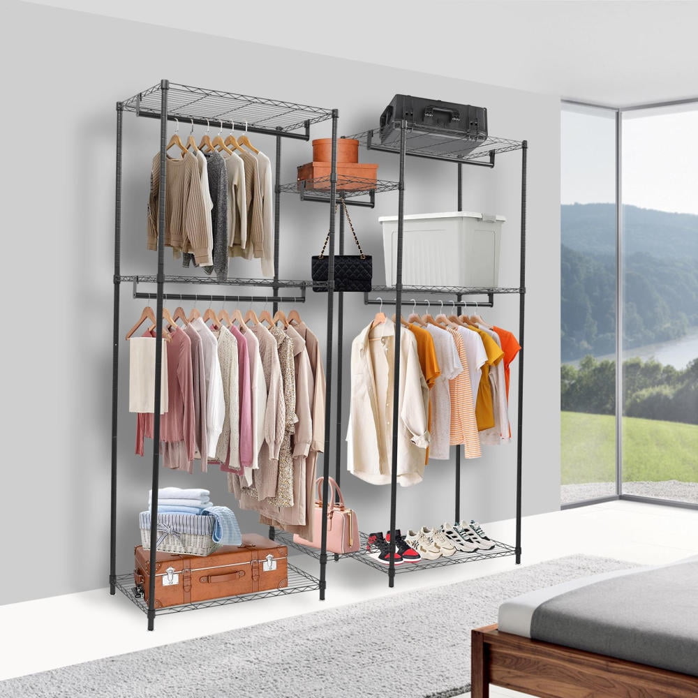 Large Portable Closet Rack Freestanding Wardrobe Closet, Adjustable ...