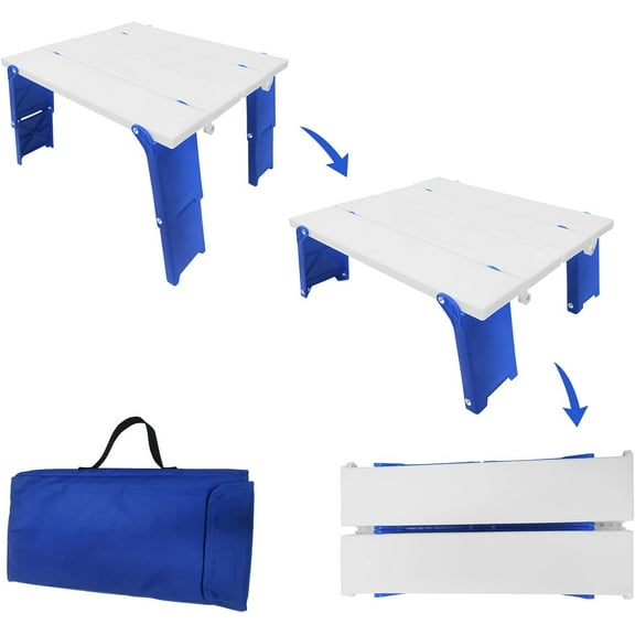 Large Portable Folding Beach Table with Carry Bag Blue