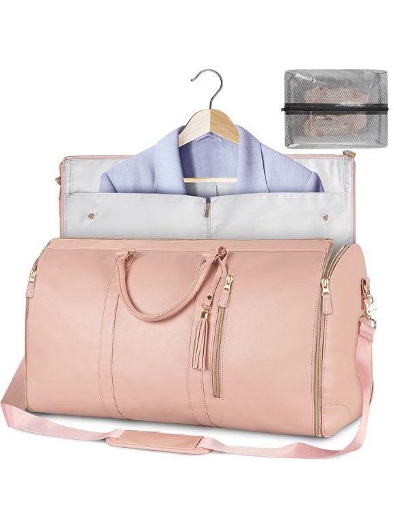 Large Portable Folding Women's Garment Bag for Travel, Carry On Garment Bag,3 in 1 Hanging Suitcase Suit Weekender Travel Bag