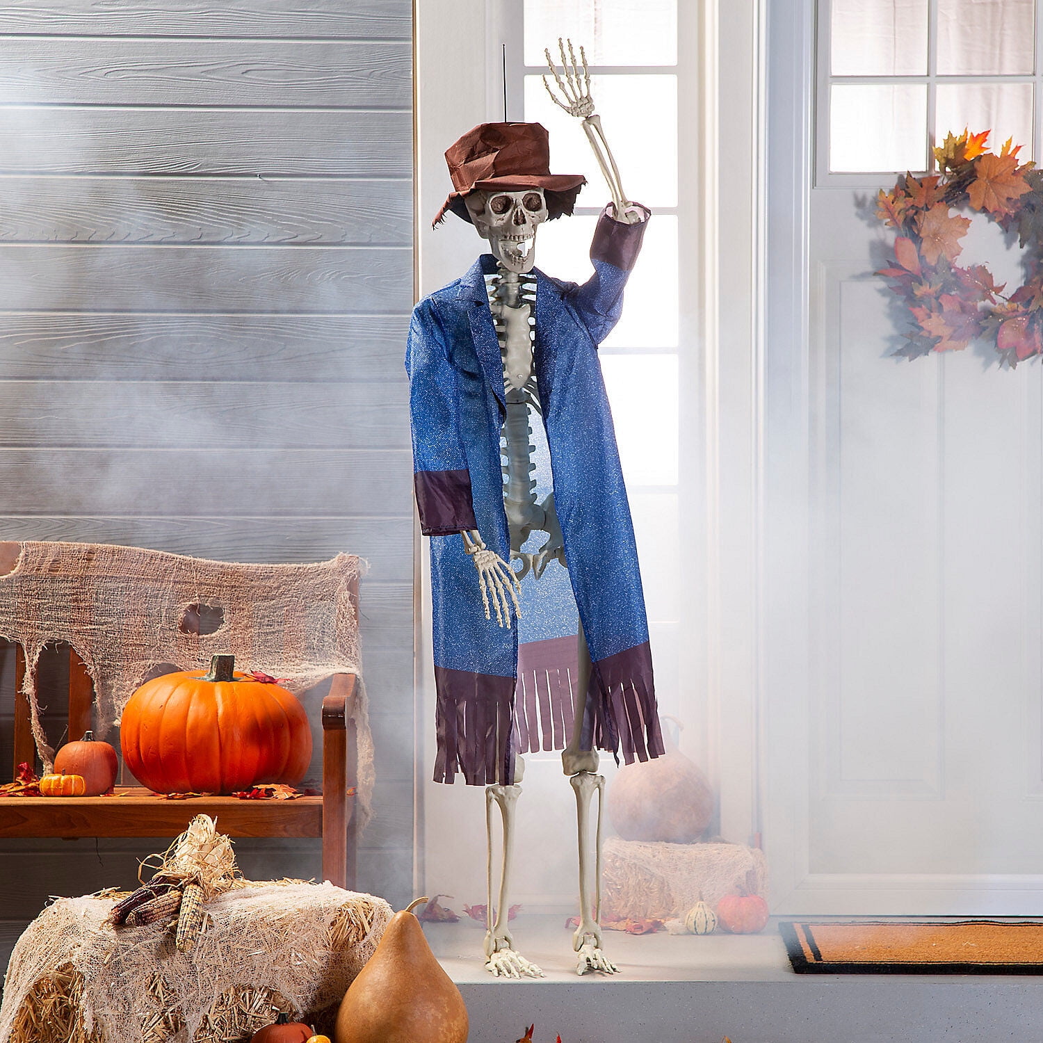 Large Posable Skeleton Scarecrow Outfit, Halloween, Home Decor, 2 Pieces