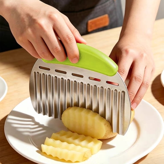 Large Potato Crinkle Cutter,Potato Slicer,Waffle Fry Cutter for Potatoes,Stainless Steel Vegetable Slicer,French Fry Crinkle Slicing,Wavy Slicing for Veggies,Cucumber Chopper,Carrot Chopper