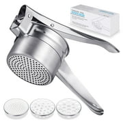 BUSATIA Large Potato Ricer Stainless Steel, Potato Masher Stronger, with Longer Leverage Handles,3 Interchangeable Discs, Ricer Kitchen Tool-Mashed Potatoes, Masher for Fruits, Vegetables, Baby Food