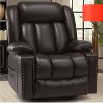 Large Power Lift Chairs Recliners for Elderly with Heated and Massage, Overstuffed Adjustable Lift Chairs, 3 Positions, Breathable Leather, USB-A and USB-C, Cup Holder, Side Pocket, Dark Brown