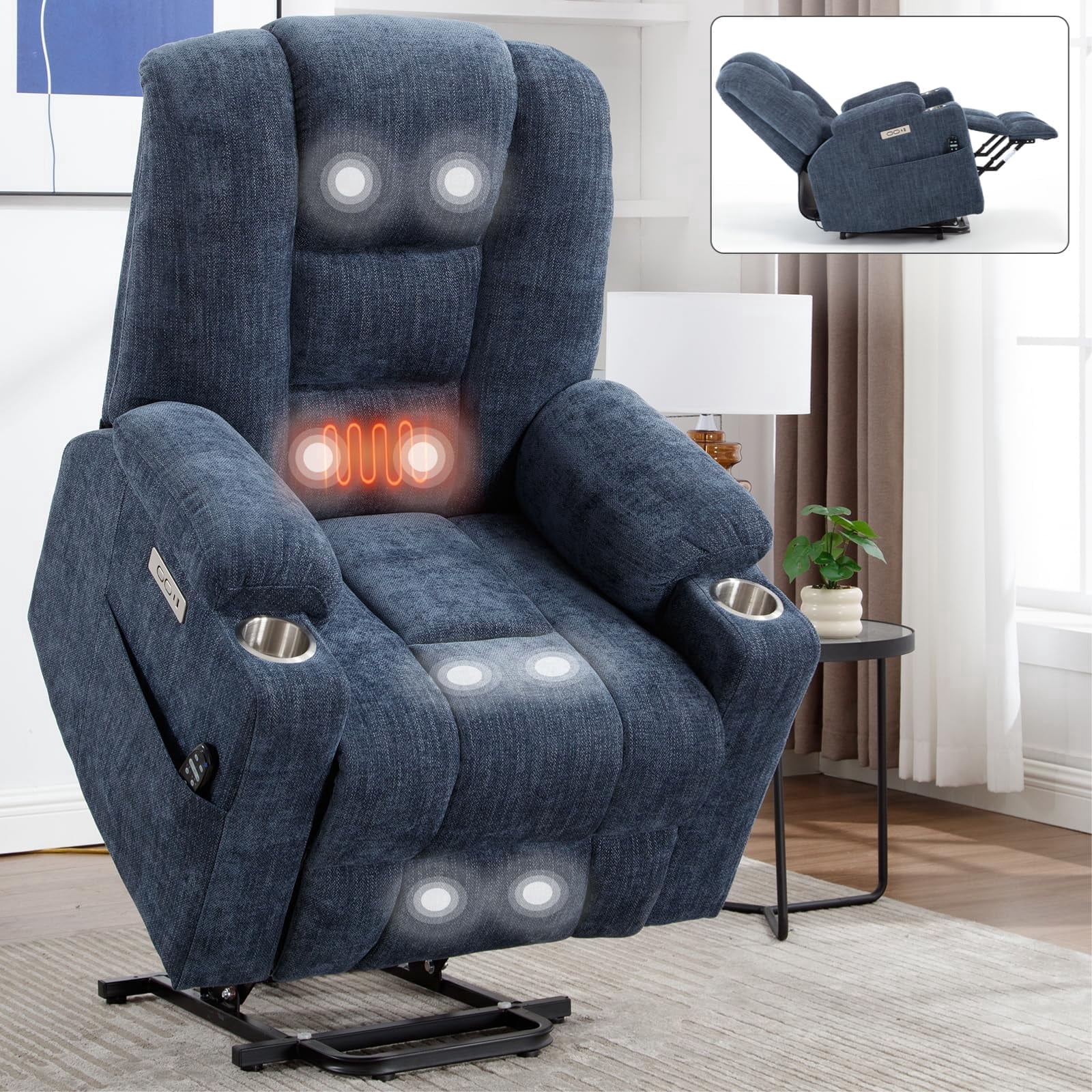 Large Power Lift Recliner Chair with Massage and Heat for Elderly ...