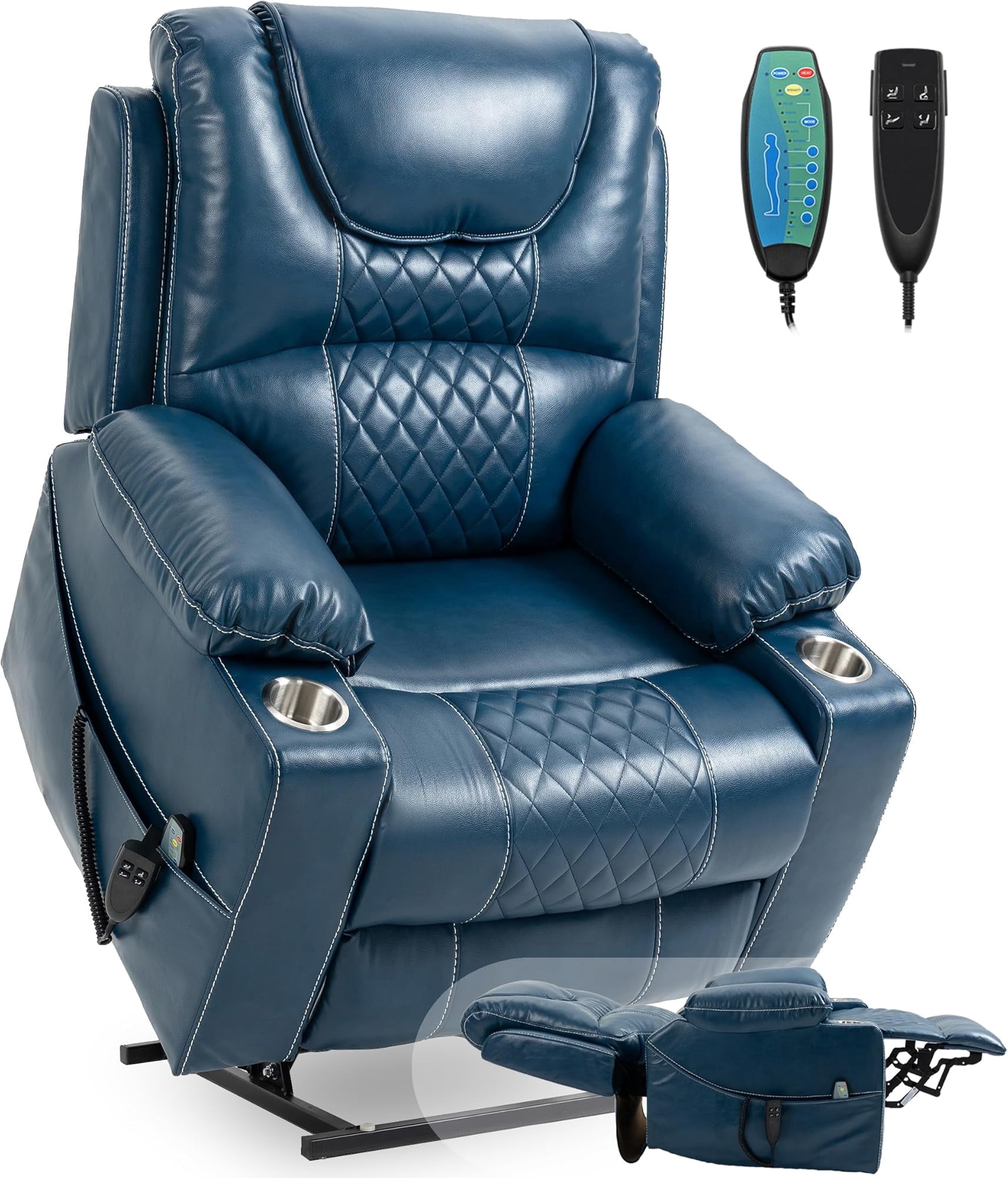 Large Power Lift Recliner Chair Sofa with Massage and Heat for Big and ...