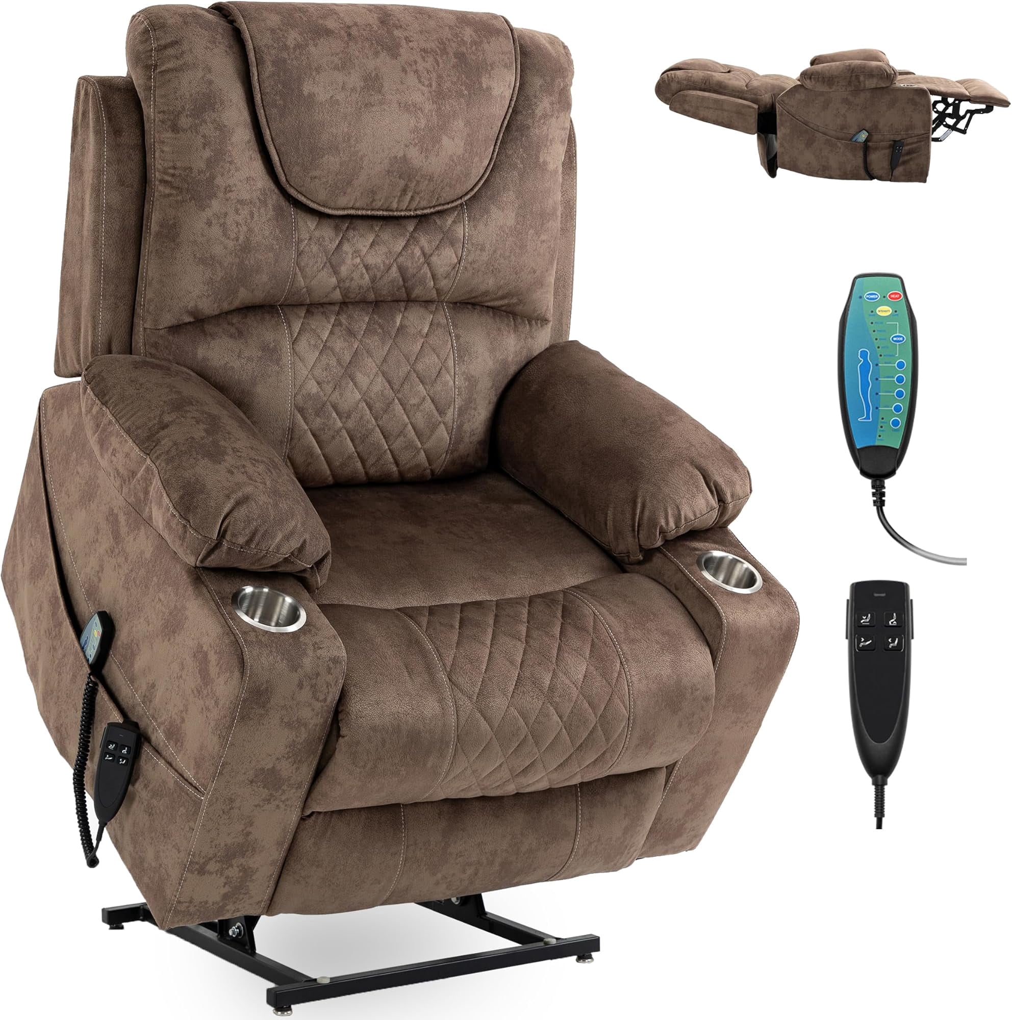 Large Power Lift Recliner Chair Sofa with Massage and Heat for Big and ...