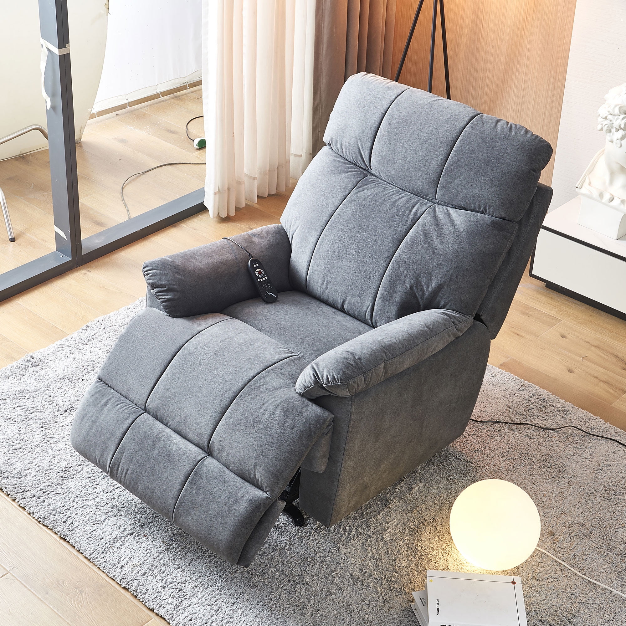Large Power Lift Recliner Chair With Massage & Heat Overstuffed Wide