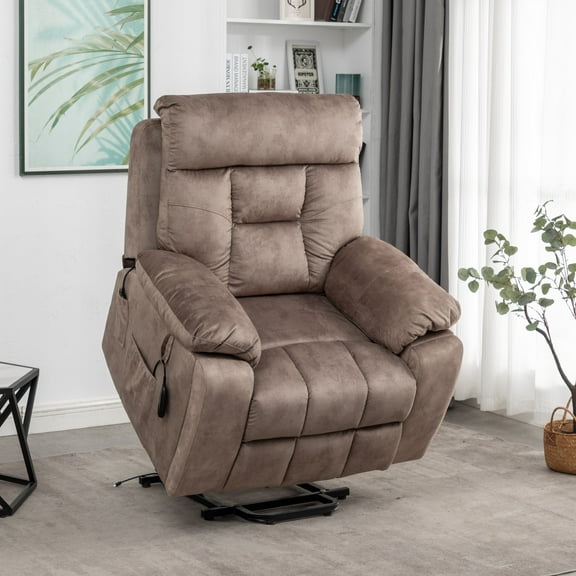 Large Power Lift Recliner Chair for Elderly,Recliner Chair with Heat and Massage for Living Room,Antique Brown