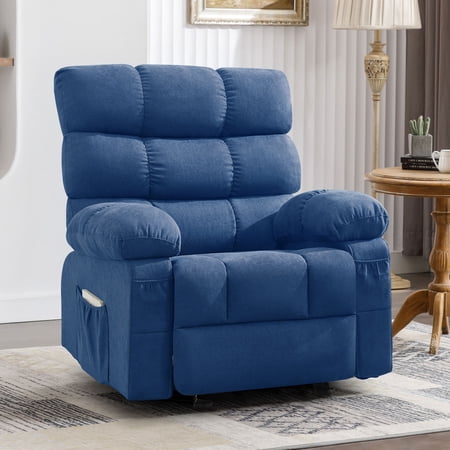 JONPONY Rocker Recliner Chair, Ergonomic Lounge Chair for Living Room,Small Spaces with Rocking Function,Side Pocket,Blue