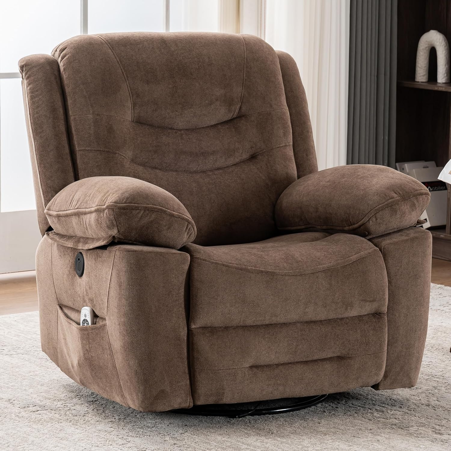 Large Power Swivel Rocker Recliner with Massage and Heat, USB Port