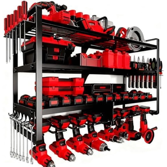 Large Power Tool Organizer Wall Mount, 4 Layer Heavy Duty 8 Cordless ...