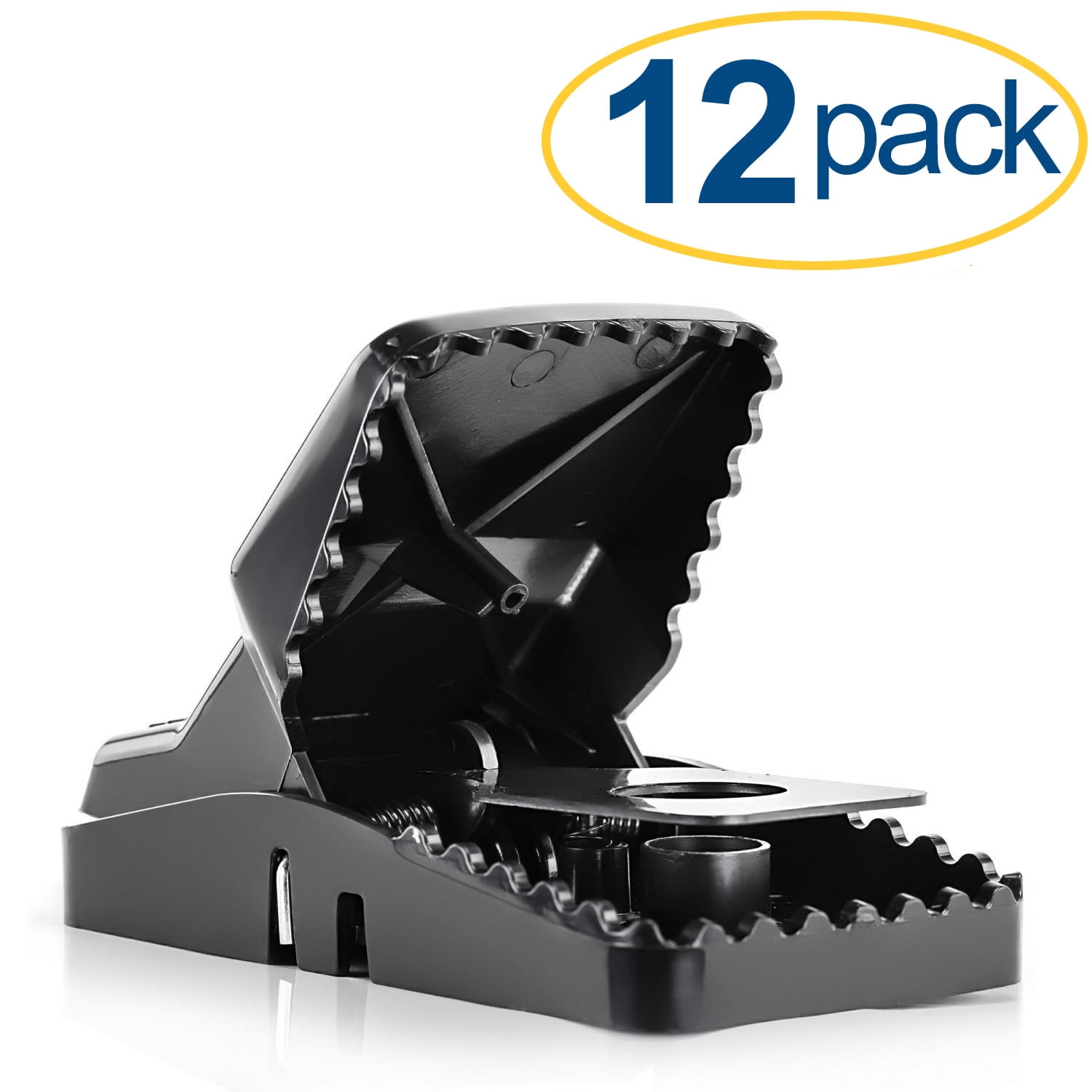 Large Powerful Rat Traps (12 Pack) - Kills Instantly with Powerful Steel Spring - Setup in Seconds - Wash & Reuse Over & Over - Hands Free Disposal - Rat Control without Harmful Poisons or Chemicals