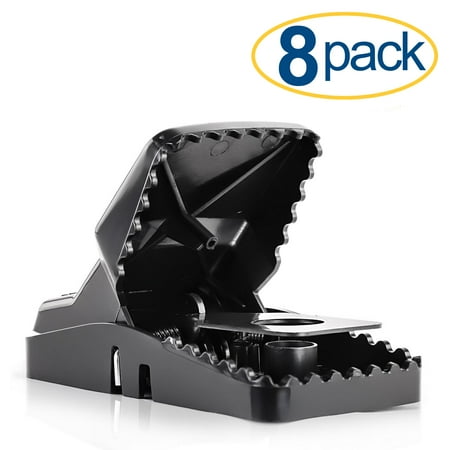Large Powerful Rat Traps (8 Pack) Kills Instantly with Powerful Steel Spring - Setup in Seconds - Wash & Reuse Over & Over - Hands Free Disposal - Rat Control w/o Harmful Poisons or Chemicals