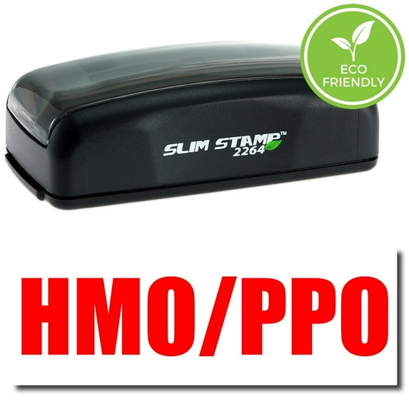 Large Pre-Inked HMO / PPO Stamp with Black Ink