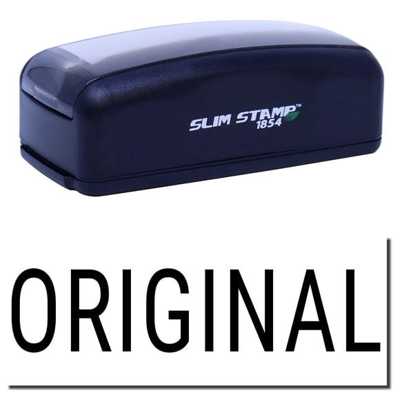 Large Pre-Inked Narrow Font Original Stamp, Slim 1854, Ultra Slim Design, Impression Size 1-13/16" by 2-1/2", Up to 25,000 Impressions - Black Ink