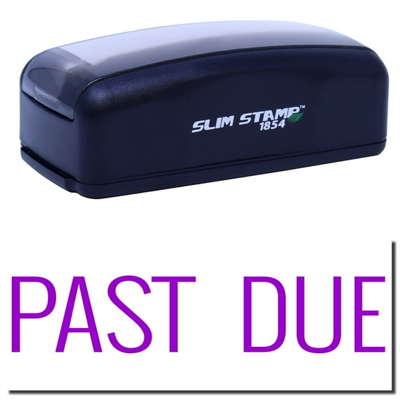 Large Pre-Inked Narrow Past Due Stamp, Slim 1854, Ultra Slim Design, Impression Size 1-13/16" by 2-1/2", Up to 25,000 Impressions - Purple Ink