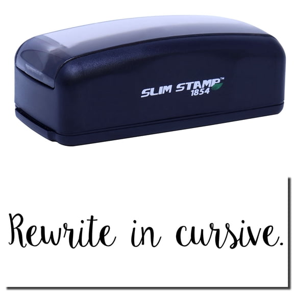 Large Pre-Inked Script Rewrite in Cursive Stamp, Slim 1854, Ultra Slim Design, Impression Size 1-13/16" by 2-1/2", Up to 25,000 Impressions - Black Ink
