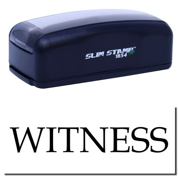 Large Pre-Inked Witness Stamp, Slim 1854, Ultra Slim Design, Impression Size 1-13/16" by 2-1/2", Up to 25,000 Impressions - Black Ink