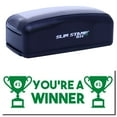 thumbnail image 1 of Large Pre-Inked You're a Winner Stamp, Slim 1854, Ultra Slim Design, Impression Size 1-13/16" by 2-1/2", Up to 25,000 Impressions - Green Ink, 1 of 10